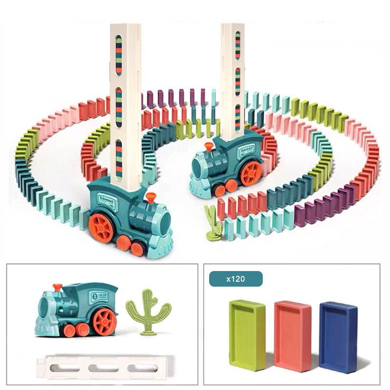 Automatic Laying Domino Blocks LED Light Sound Effects Electric Small Train Kids Toy with 120 Dominoes Automatic Laying Domino Blocks LED Light Sound Effects Electric Small Train Kids Toy with 120 Dominoes